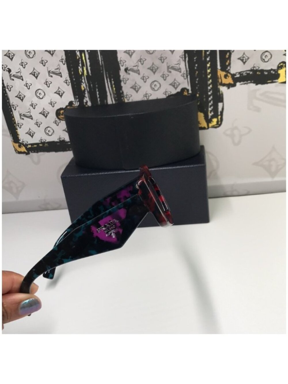 Prada Red Tortoise Shell Sunglasses New - Picture 8 of 15
